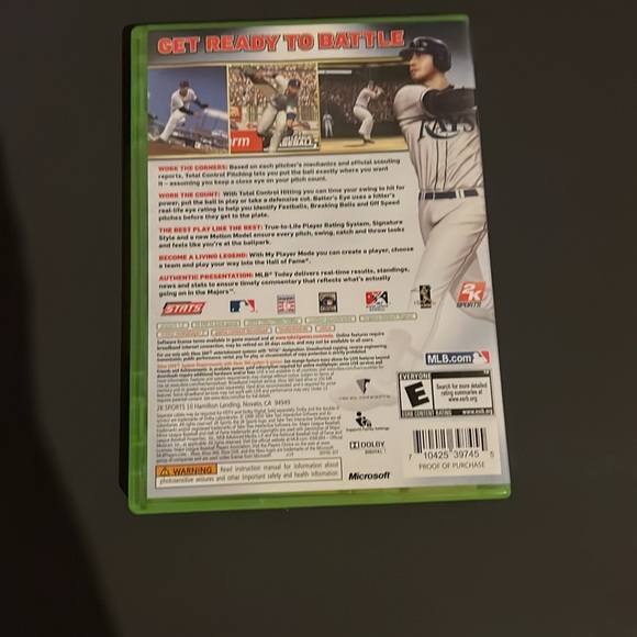 XBOX 360 - Xbox live- 2K Sports Major League Baseball 2K10 game - Picture 2 of 3